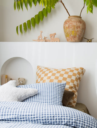 Dusty Blue Gingham Waterproof Pillow Case