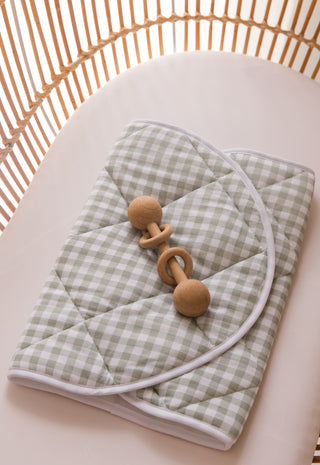 Sage Gingham Waterproof Baby Mat