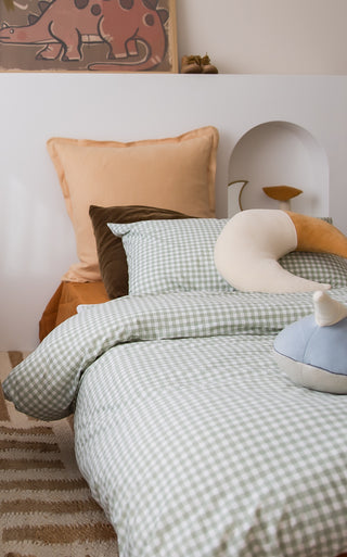 Sage Gingham Waterproof Doona Cover
