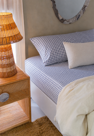 Dusty Blue Gingham Waterproof Fitted Sheet