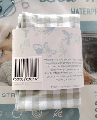 Sage Gingham Waterproof Wet Bag